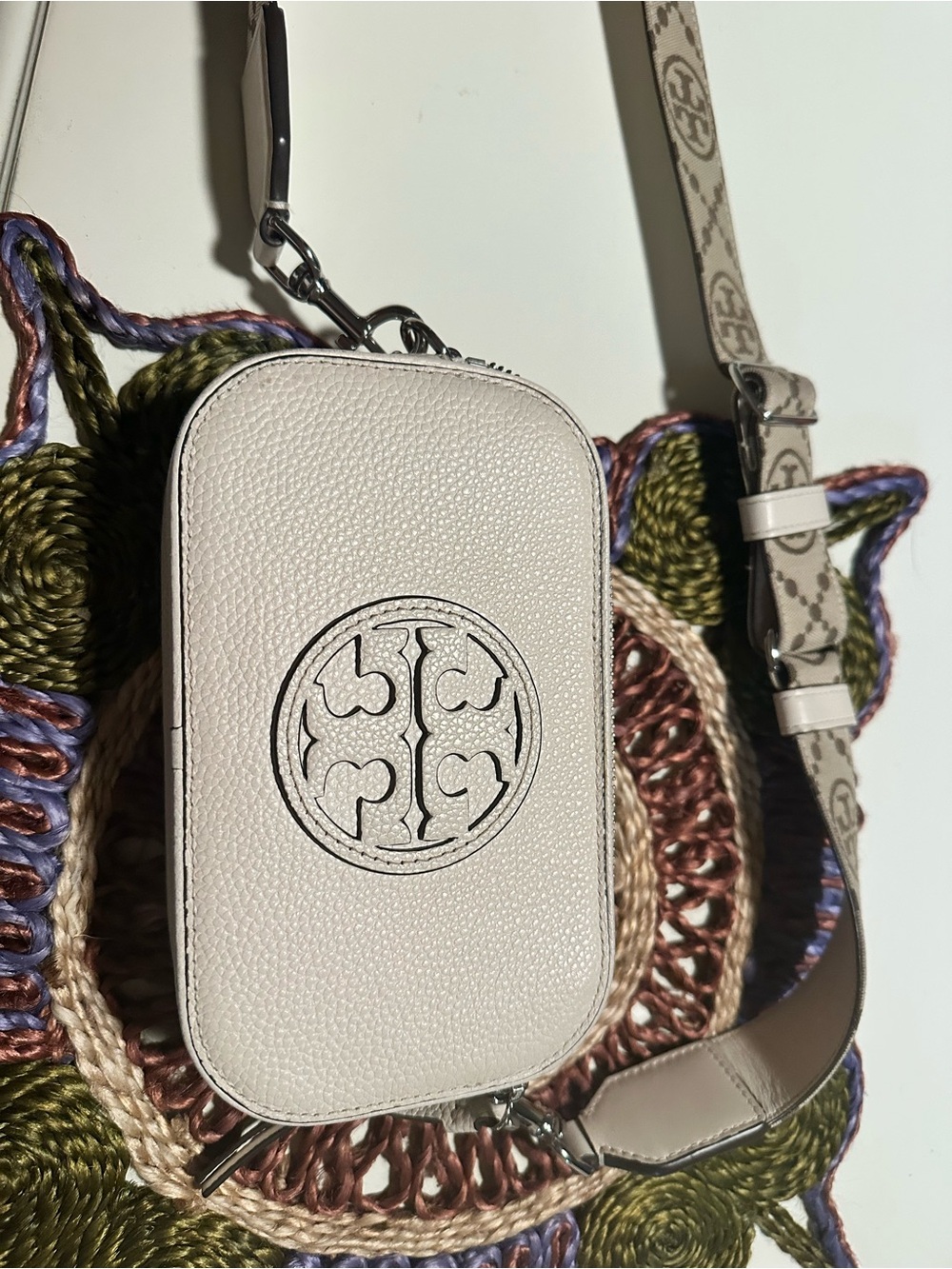 Tory Burch Pebbled Leather Crossbody Camera Bag in Light Taupe - Picture 16 of 16